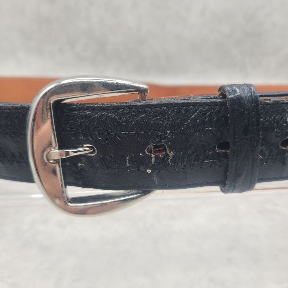 Vintage Black Mens 40 Tony Lama Belt Ostrich Embossed Leather Wertern Style